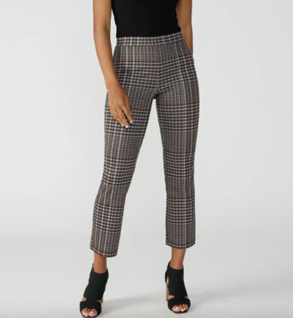 SANCTUARY Carnaby Kick Cropped Pants Cappuccino Glen Plaid Houndstooth Womens XL